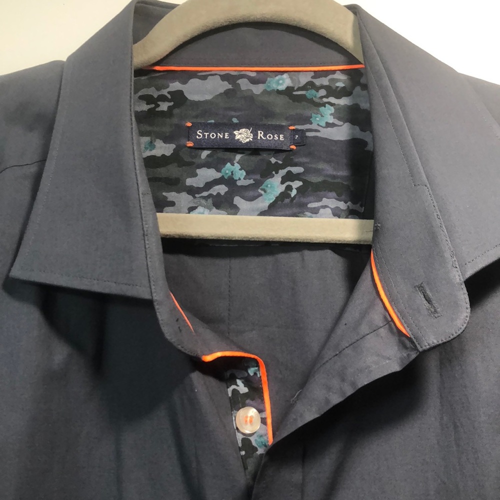 Stone Rose Designer contrast Trim dress shirt